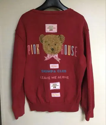 PINK HOUSE 핑크하우스 곰 자수 가디건 레드