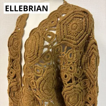 새상품급 ELLEBRIAN 울 모티브 가디건&꽃무늬 브로치 세트