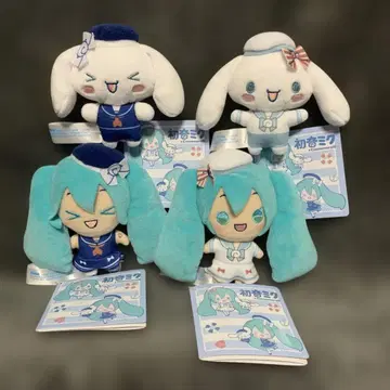 새상품급 하츠네 미쿠 x 시나모롤 마린 스타일 마스코트 전 4종 세트