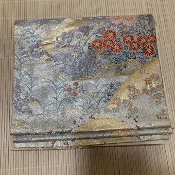 고급 순수 실크 당직 연수 녹영문 육통 후쿠로 오비