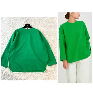 택 포함 새상품 yori 더블 크로스 Tee 블라우스 그린 녹색