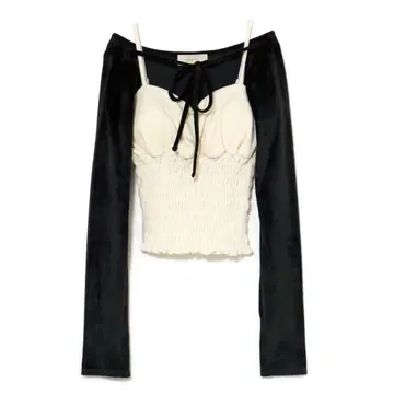 andmary Mei shirring tops black