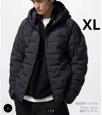 유니클로 남성용 퍼프 테크 후드티 XL 블랙