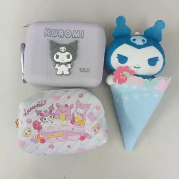 산리오 쿠로미 파우치와 봉제 인형 세트