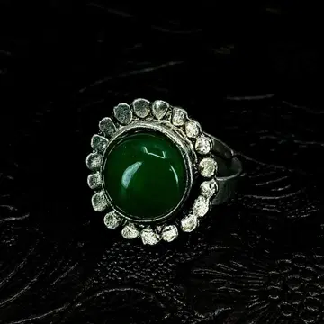 빈티지 실버 플라워 그린 앤티크 반지 9호