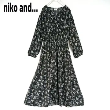 niko and - 니코앤드 원피스 꽃무늬 플레어 스커트 블랙
