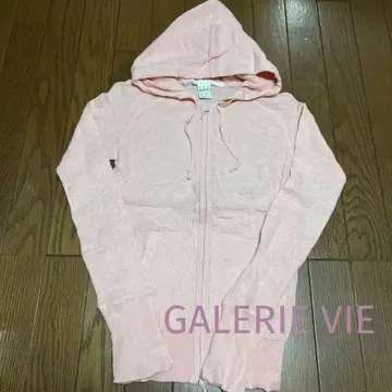GALERIE VIE 핑크 캐시미어 혼방 풀 집업 후드티