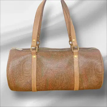 [ 새상품급 ] ETRO 미니 보스턴 드럼 백 페이즐리 무늬 가죽 브라운