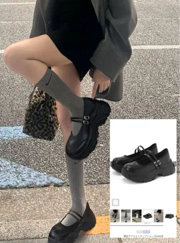 통굽 더블 스트랩 슈즈[ci525] 23cm