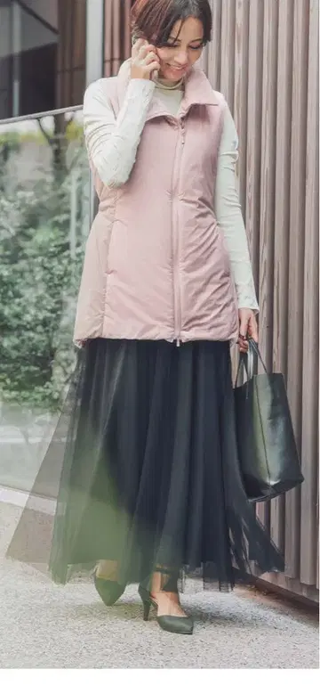 차코트 충전솜 롱 베스트 L