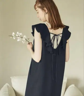 hinari 프릴 칼라 원피스 네이비 FREE