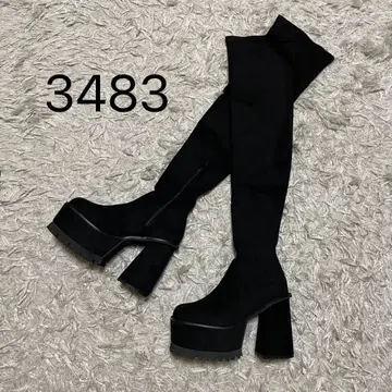 3483*새상품 EMODA 스퀘어 핏 롱 부츠 통굽