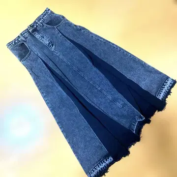 데님 롱 스커트 블랙 데님 스커트