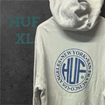 [세일 중] HUF 그린 그레이 로고 후드티 XL