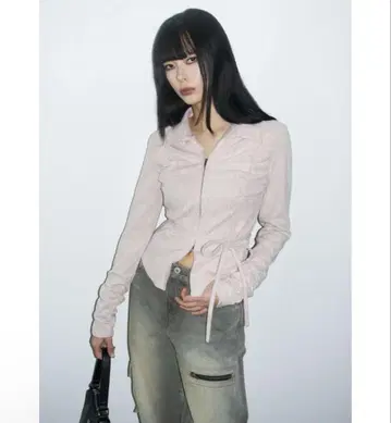 LAGUA GEM FRONT ZIP CUT 상의