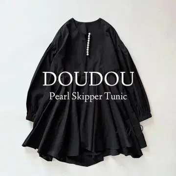 정가 15400엔 DOUDOU 두두 펄 스키퍼 튜닉 블랙