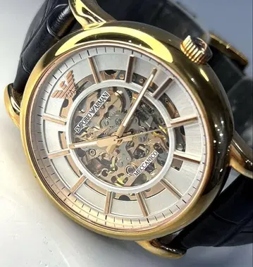 EMPORIO ARMANI 자동 와인딩 스켈레톤 골드 손목시계