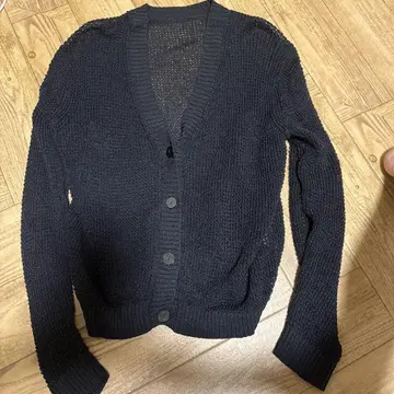 무인 헴프 혼방 메쉬 V넥 가디건 M