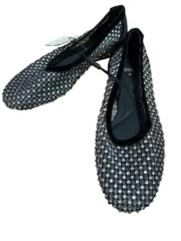 [미사용 택 포함] ZARA, 큐빅 시스루, 플랫슈즈