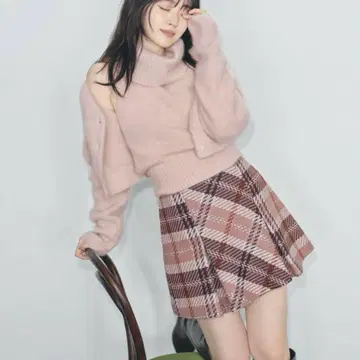 snidel 로빙 체크 미니 스커트 핑크 2
