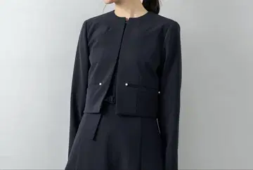 아메노치하레 네이비 노카라 자켓 S