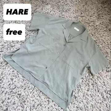 [ 새상품급 ] HARE 반팔 오버 사이즈 탁한 그린 셔츠 프리 사이즈