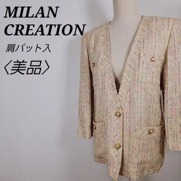 MILAN CREATION 노카라 자켓 멀티 컬러 2개 버튼
