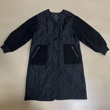 w closet 블랙 퀼팅 롱 자켓