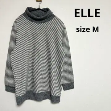 [ ELLE ] 엘르(M) 니트 스웨터 터틀넥 그레이 스트라이프