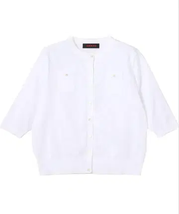 [ CABaN ] 파인 폴리에스테르 하프 슬리브 포켓 가디건 (화이트)