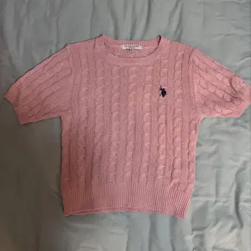 U.S. POLO ASSN. 핑크 케이블 니트 M
