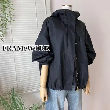 [ 2024SS ] FRAMeWORK 타프타 블루종 마운틴 후드티 블랙