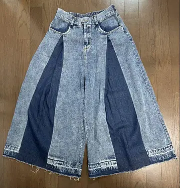 데님 패치워크 와이드 팬츠