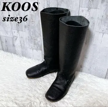 [ 컨디션 최상 ] 미사용급 KOOS 코스 롱 부츠 인기 블랙 주름 가죽