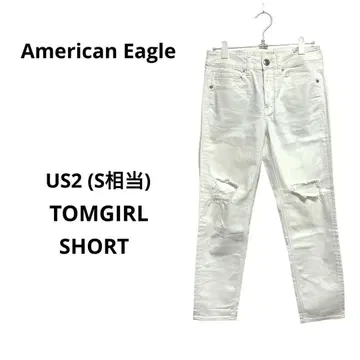 새상품급 아메리칸 이글 데님 데미지 G팬츠 청바지 캐주얼 짧은 기장