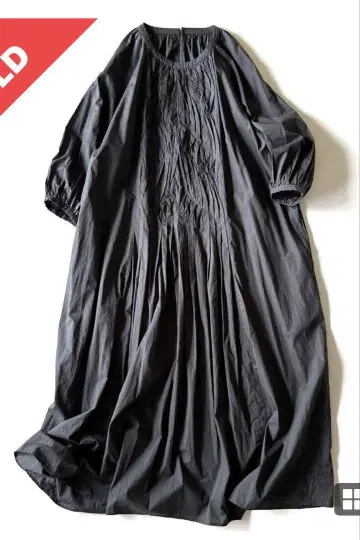 컨디션 최상 다마 컬렉션 핸드 턱 롱 원피스 24SS 인도산