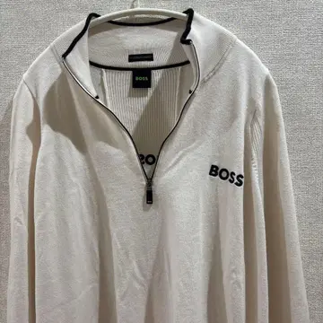BOSS 하프 지퍼 스웨터 화이트 XXL