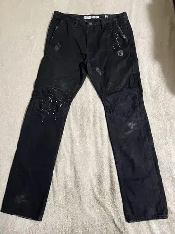 빌리어네어 보이즈 클럽 바이커 데님 팬츠 블랙 페인트 데미지