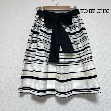 [ 새상품급 ] TO BE CHIC 투 비 시크 보더 리본 포함 스커트