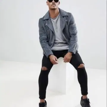 [품절] 일본 미입고*ASOS*신상*스웨이드 라이더 자켓/GREY