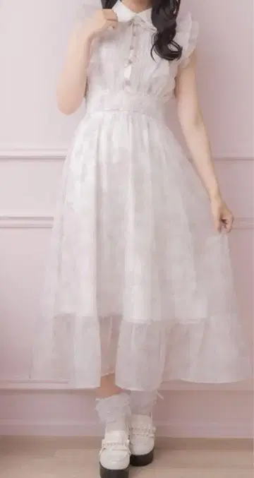 로지타 프릴 슬리브 꽃무늬 롱 원피스 핑크