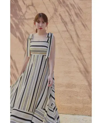 Cordelia Striped Ribbon Dress herlipto