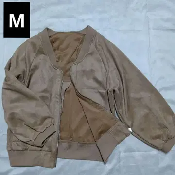 베이지 스웨이드 자켓 백리본 M
