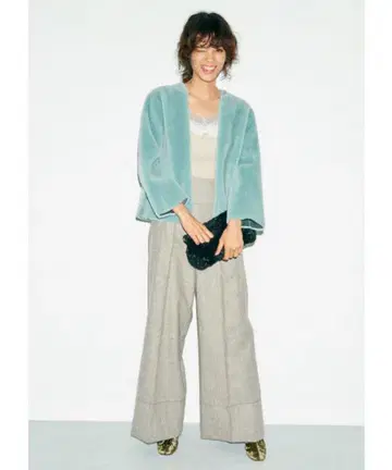 프레이 아이디 하이웨스트 와이드 팬츠 베이지 새상품급