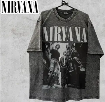 Nirvana 빈티지 가공 밴드 T셔츠 닐바나 락 T셔츠