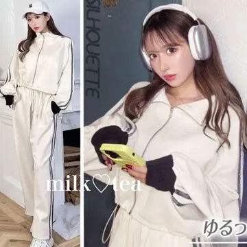 택 포함 새상품 Cherimi 셰리미 더블 라인 셋업 화이트