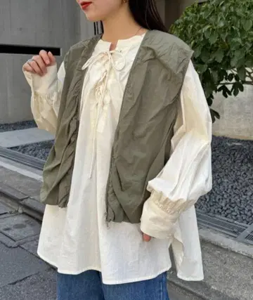 새상품! CIAOPANIC TYPY 시어 나일론 벌룬 베스트 카키