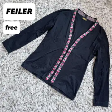 [ 새상품급 ] FEILER 꽃무늬 장식 긴팔 가디건 앙상블 프리 사이즈
