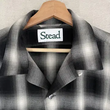 Stead 섀도우 체크 플란넬 셔츠 오픈 카라 셔츠 긴팔