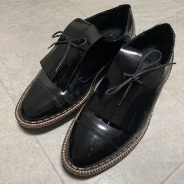 파비오 루스코니 빔즈 별주 퀼트 슈즈 36 23cm 블랙 통굽